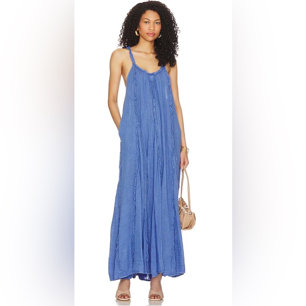 🆕 Free People McKinley Navy Blue Maxi Dress size medium - Picture 5 of 15